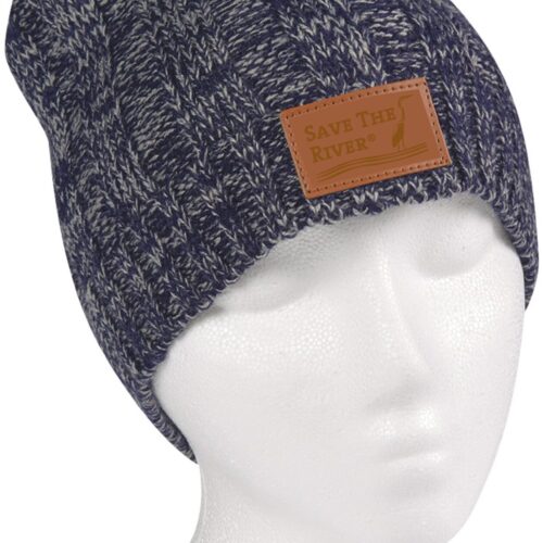 Winter Beanie - Cable Knit - Blue & Gray